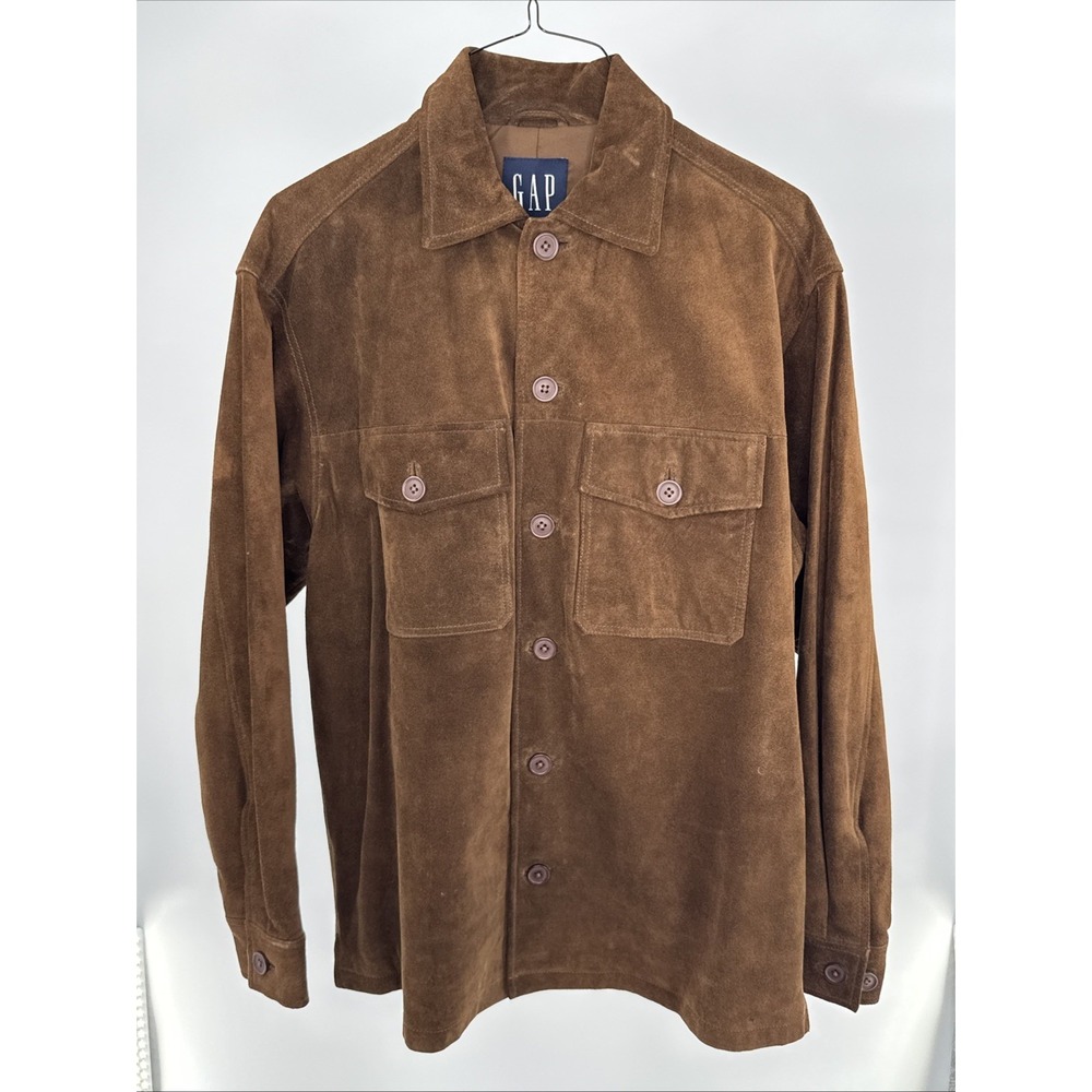 Gap Brown Suede Leather Trucker Jacket Vintage, Size Small, heavy duty